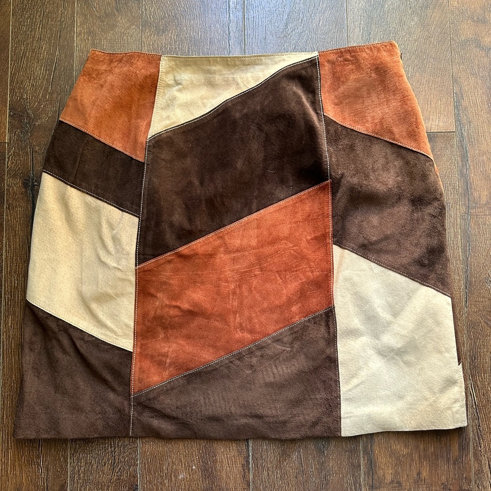 Apostrophe Brown and Tan Patchwork Skirt - Picture 4 of 9